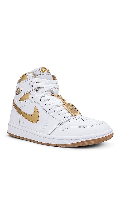 Shop Jordan Air  1 Retro High Og Sneaker In White  Metallic Gold  & Gum Light Brown
