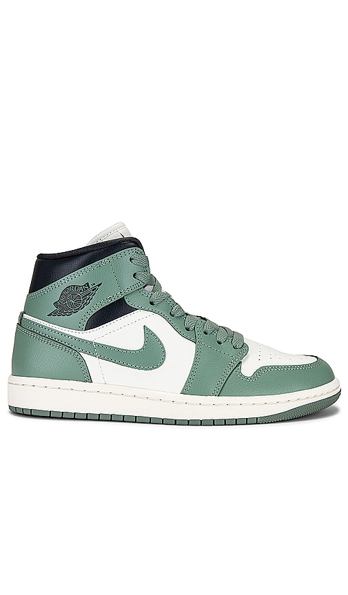 Jordan Air Jordan 1 Mid Sneaker in Sail, Jade Smoke, & Anthracite