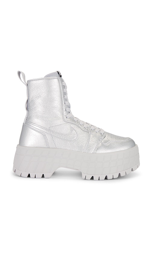 Shop Jordan Air  1 Brooklyn Boot In Metallic Silver & Neutral Grey