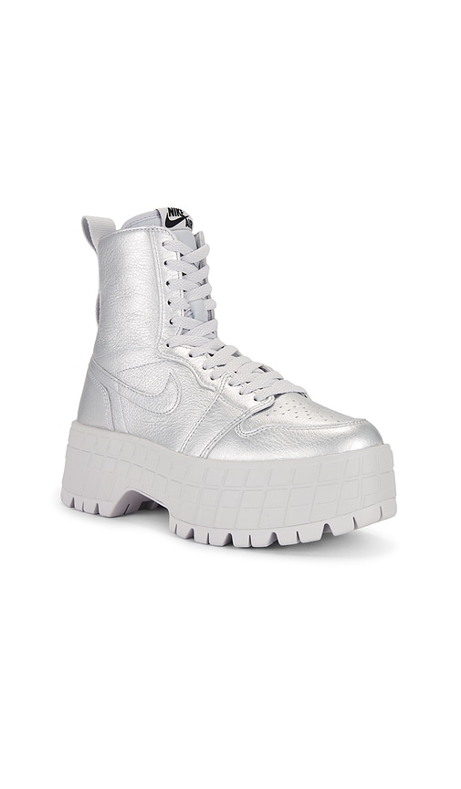 Shop Jordan Air  1 Brooklyn Boot In Metallic Silver & Neutral Grey