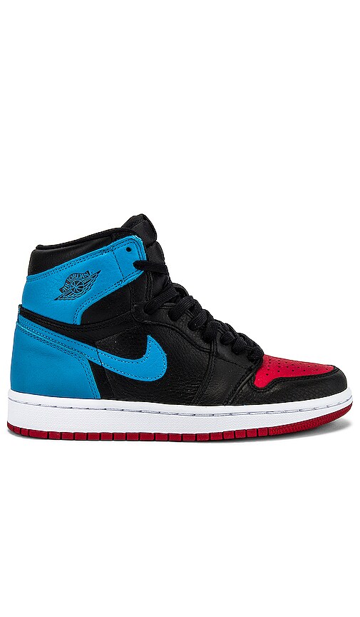 Jordan 1 retro high og black/powder blue/gym red clearance women's