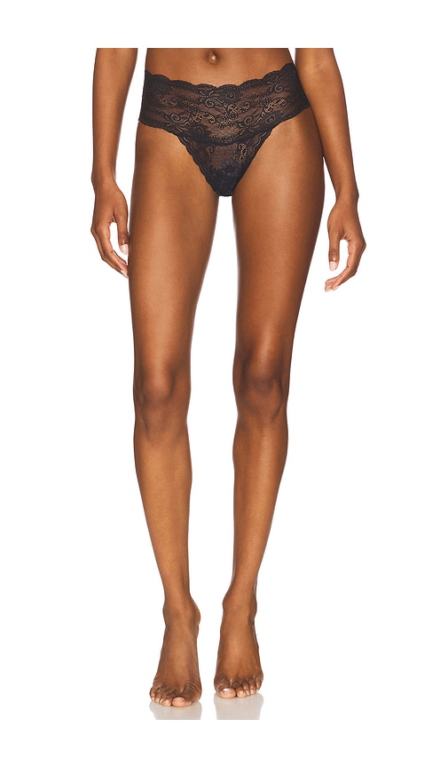 Sapna Mid-rise Thong in Black. - size S/M (also in L/XL, M/L, XS/S)