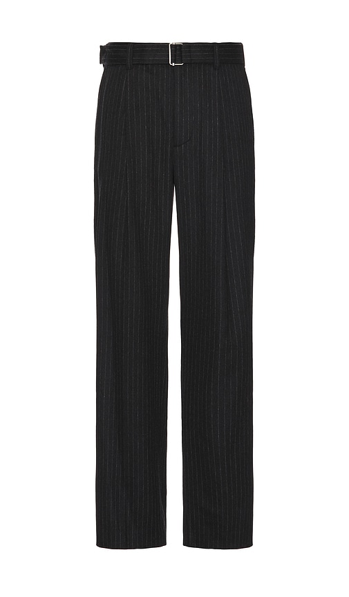 Shop Simkhai Elvis Pleated Pull On Trouser In Charcoal Pinstripe