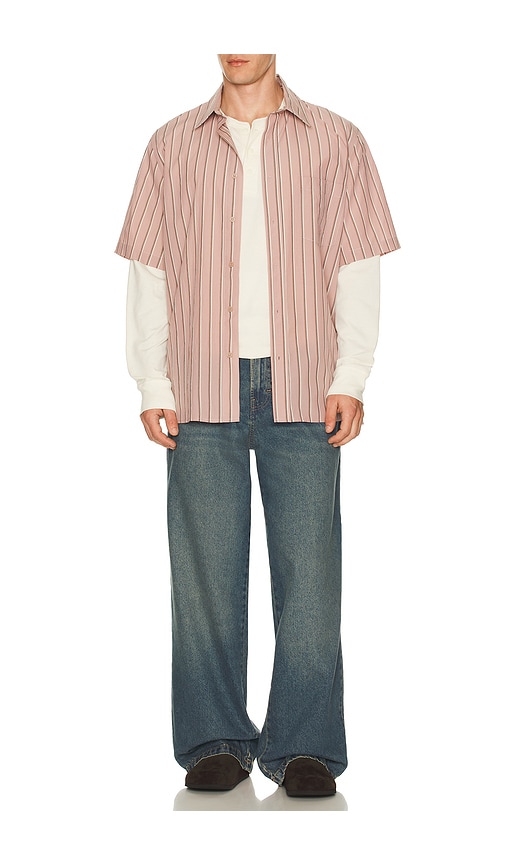  Simkhai Deacon Short Sleeve Oversized Shirt In Pink. Size S. Also In M, L, Xl/1x, Xxl/2x. 