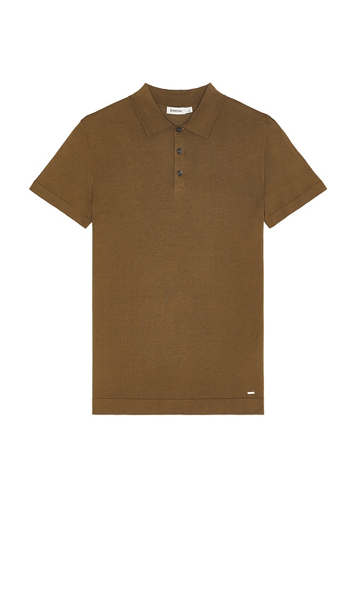 Shop Simkhai Barron Short Sleeve Polo In Capers