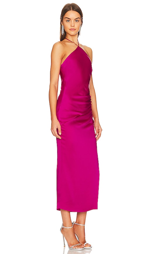 Shop Jonathan Simkhai Hansel Satin Dress In Bougainvillea