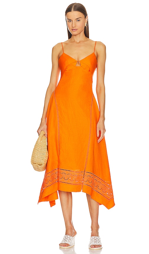 SIMKHAI VALERIA HANDKERCHIEF MIDI DRESS