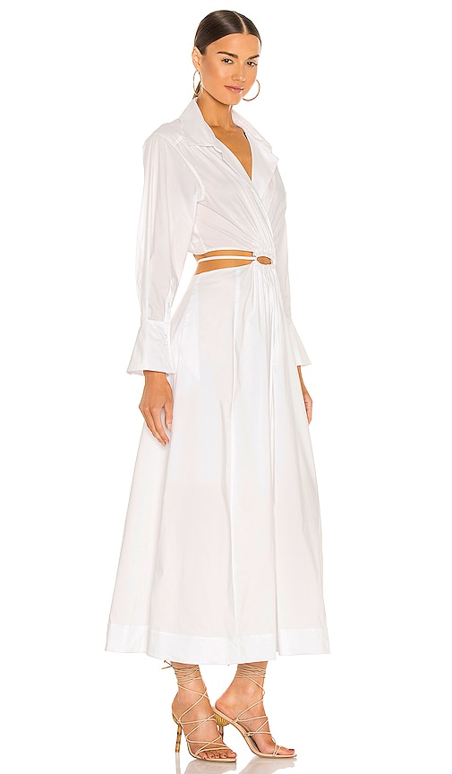 Shop Jonathan Simkhai Alex Pleated Cut Out Dress In White
