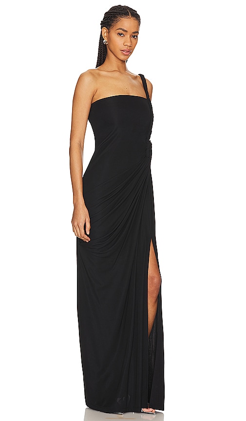 Shop Simkhai Sone Twisted One Shoulder Gown In 黑色