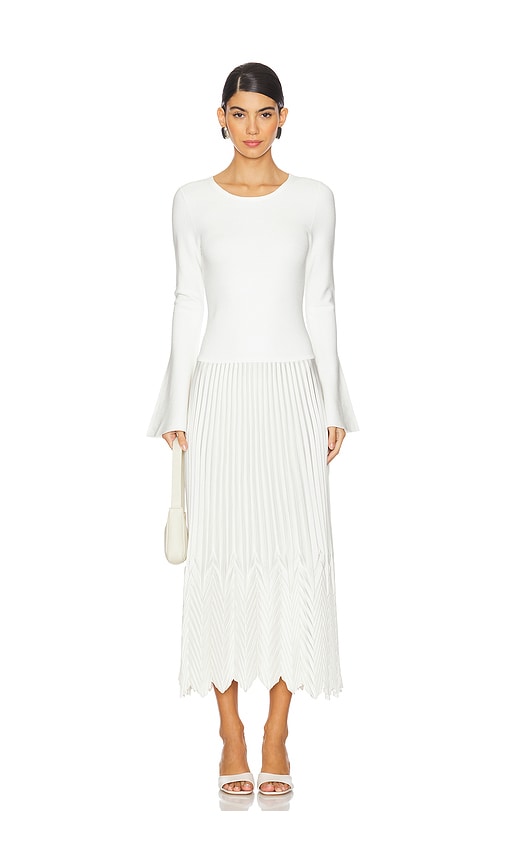 Simkhai Damoni Midi Dress With Chevron Pleating In White