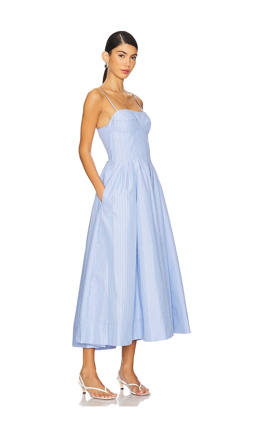 Simkhai 'kittyia' Light Blue Long Dress With A-line Skirt Adn All-over Striped Motif In Harbour Blue Stripe