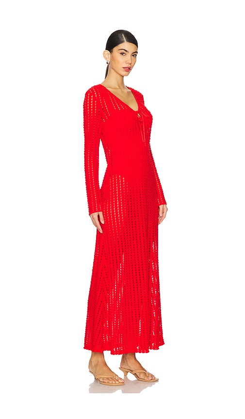 SIMKHAI Elton Keyhole Midi Dress in Red