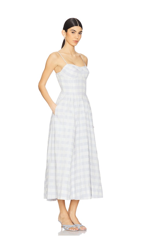 Simkhai Kittiya Check A-line Midi Dress In Baby Blue