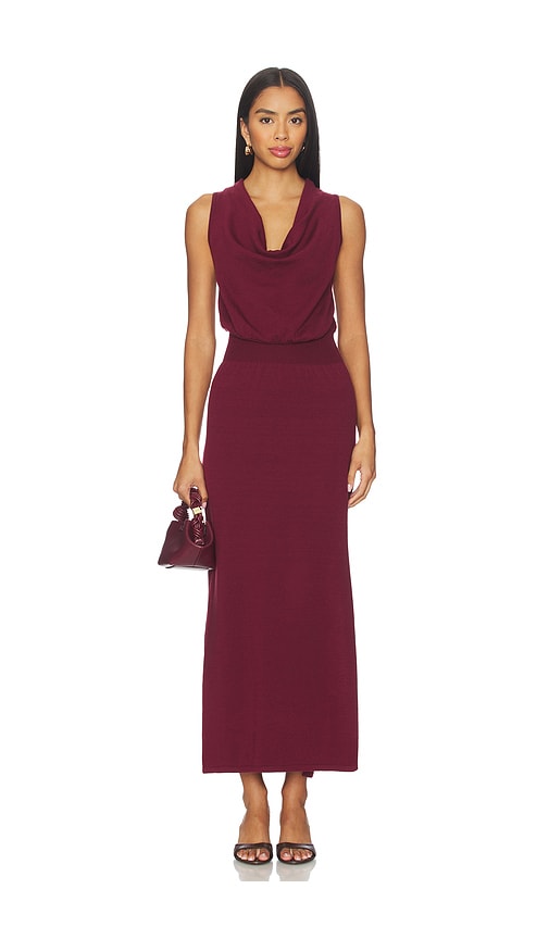 Simkhai Ramona Knit Cowl-neck Midi Dress In Red