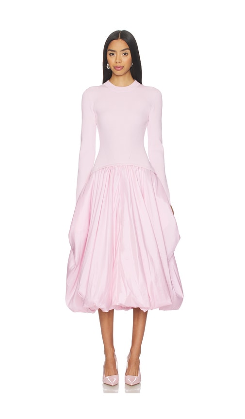 SIMKHAI Kenlie Long Sleeve Mock Neck Midi Dress