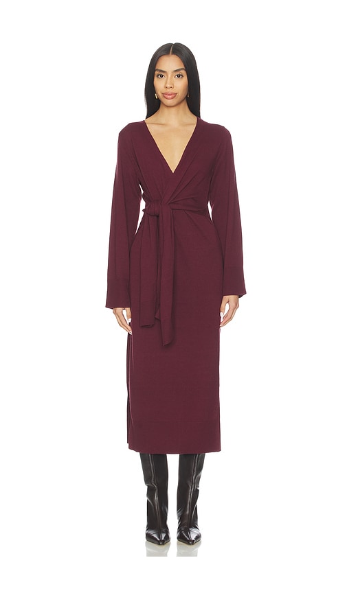 Simkhai Skyla Cashmere-blend Wrap Dress In Brown