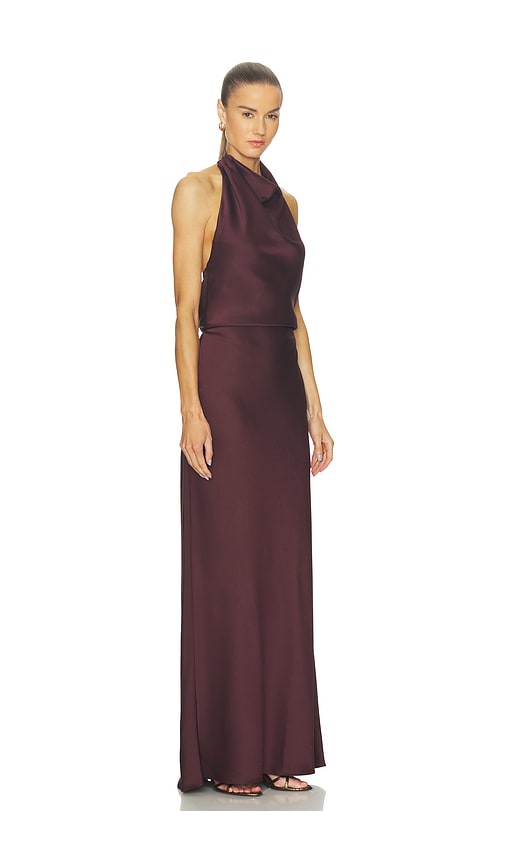 Simkhai Reannon Halterneck Satin Gown In Brown