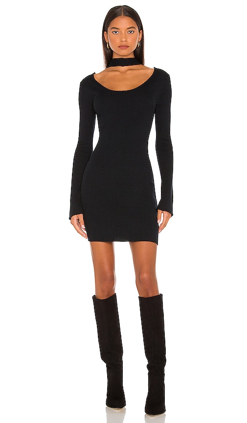 SIMKHAI Alejandra Twisted Cable Knit Mini Dress in Black | REVOLVE