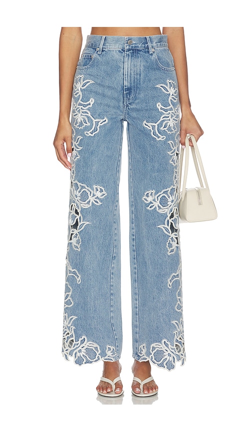 SIMKHAI Porter Embroidered Denim Pant