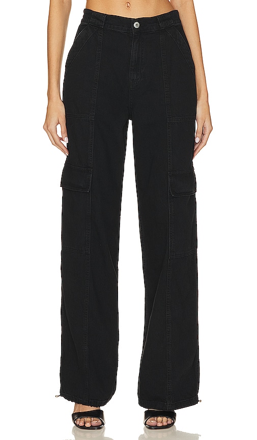 Shop Simkhai Calista Denim Cargo Pant In Black