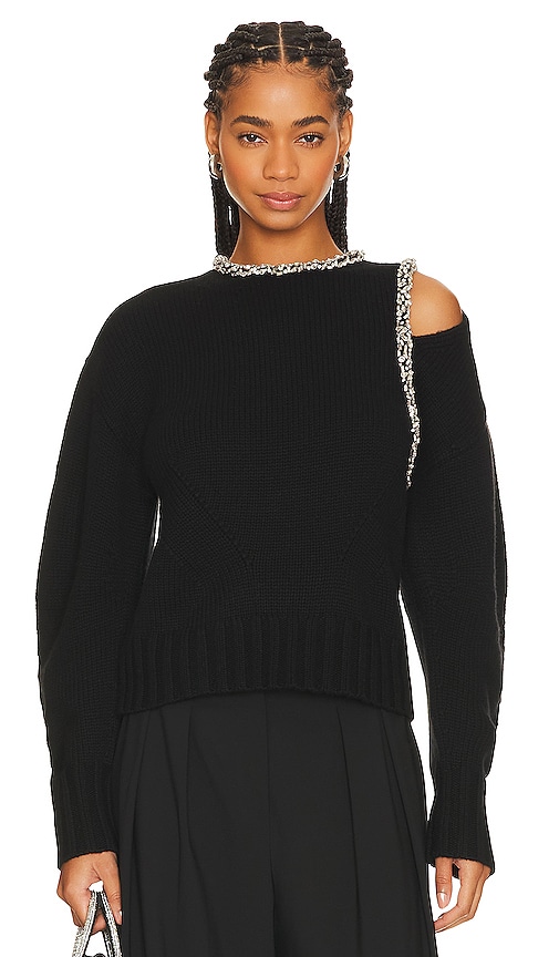 Simkhai Monroe Wool Cashmere Knit Sweater With Crystals In Black