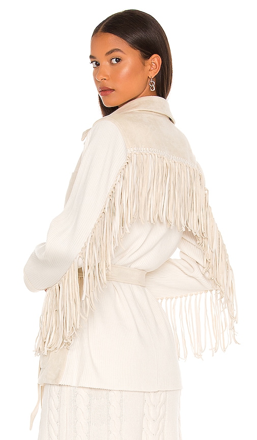 SIMKHAI Mira Twisted Cable Knit Jacket in Papyrus