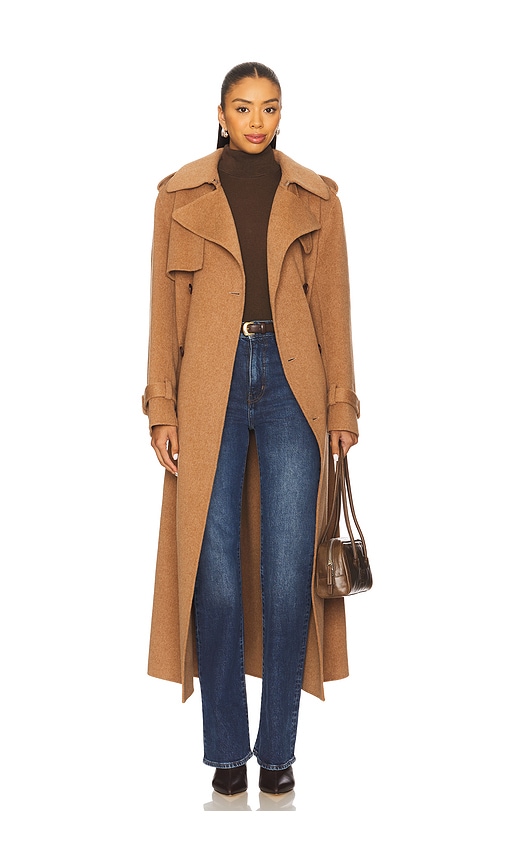 Simkhai Rumi Belted Long Coat In Gold