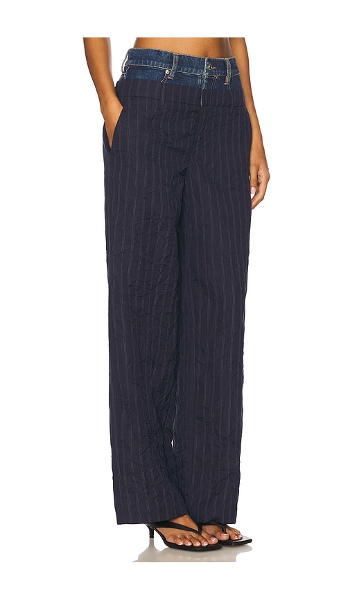 Simkhai Ophelia Double Waistband Combo Pants Midnight Stripe In Blue
