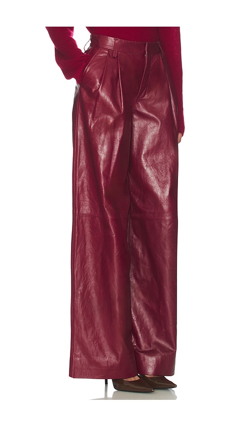 Simkhai Women's Wide Leg Kobie Wide Leg Leather Pant In Cranberry In Red
