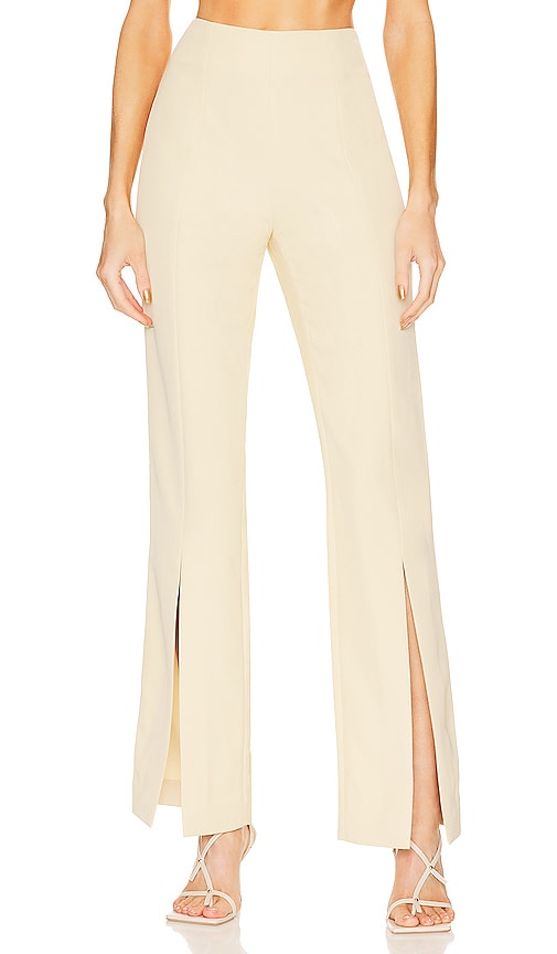 Simkhai Chase Technical Cocktail Crepe Slit Front Pant In Dried Pineapple