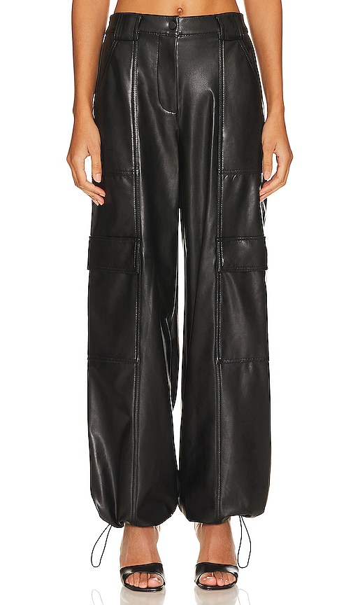Shop Simkhai Luxe Faux Leather Cargo Pant In Black