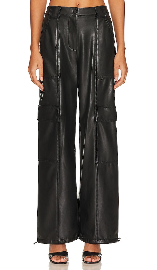 Shop Simkhai Luxe Faux Leather Cargo Pant In Black