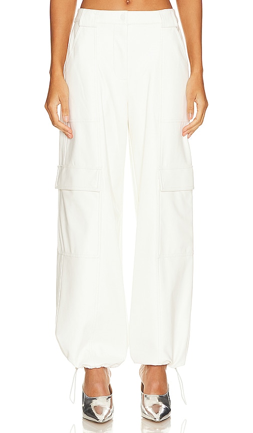 Simkhai Luxe Faux Leather Cargo Pant In Ivory