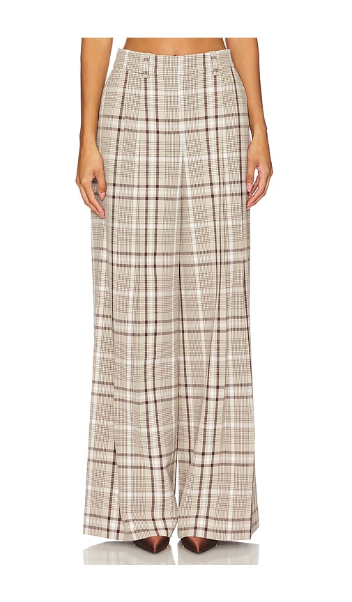 Shop Simkhai Leroy Pleated Wide Leg Pant In Tan