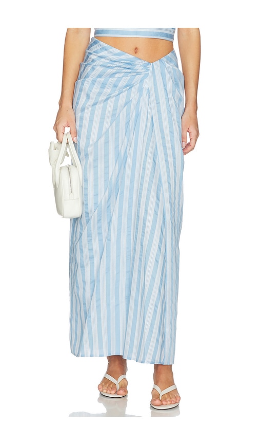 SIMKHAI JUPE LIORRA YARN-DYE DRAPED MIDI en Baby Blue Taille 12 Also en 2 4 6 8 10 384 €