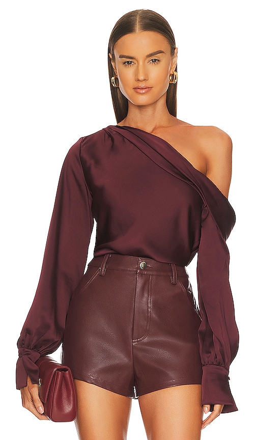 JONATHAN SIMKHAI Alice One Shoulder Top in Mulberry | REVOLVE