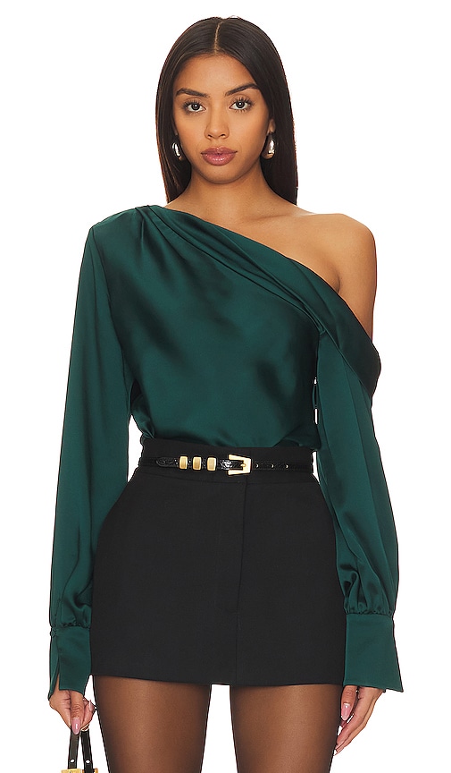 SIMKHAI Alice One Shoulder Top in Emerald