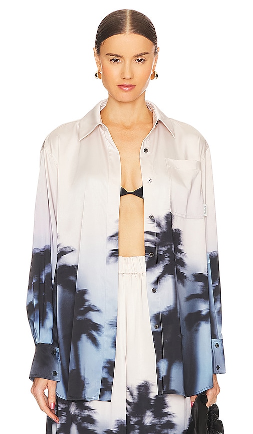 SIMKHAI Manon Shirt in Hazy Palm Print