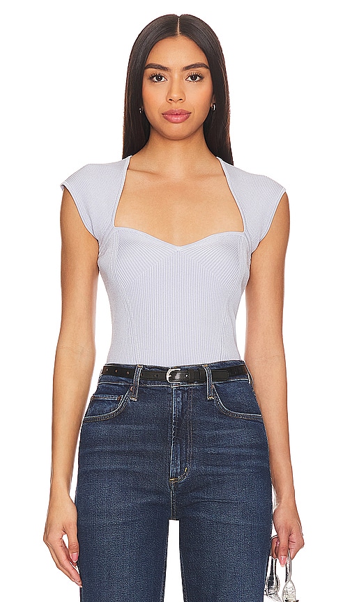 Shop Simkhai Abia Cropped Tee In Blue Haze