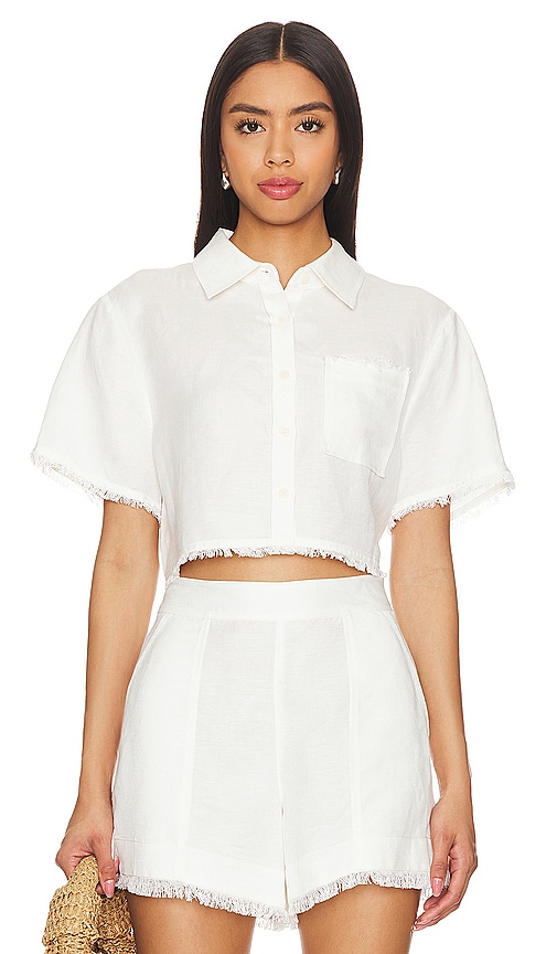 SIMKHAI Solange Cropped Shirt in White