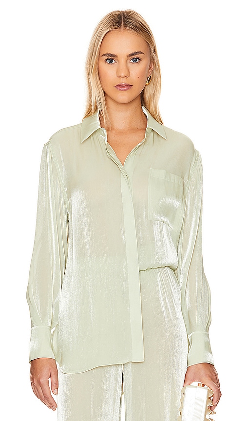 SIMKHAI Jolene Button Down Shirt in Cilantro