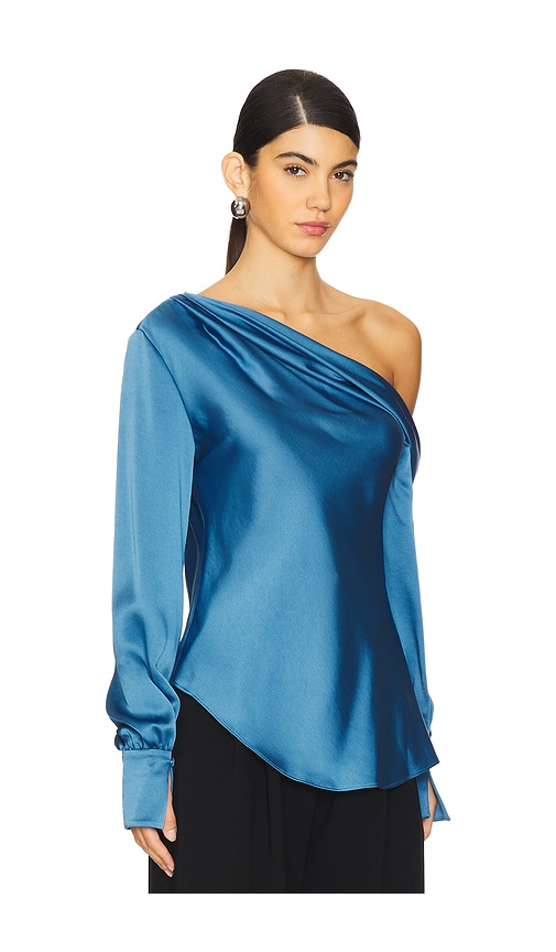 Simkhai Alice One Shoulder Long Sleeve Top In Celestial In Blue