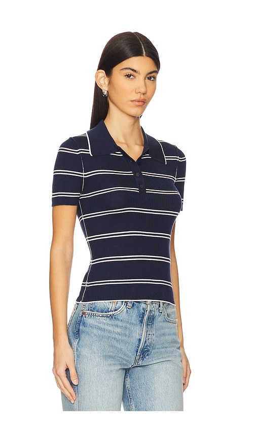 Simkhai Matty Short Sleeve Polo In Midnight Stripe