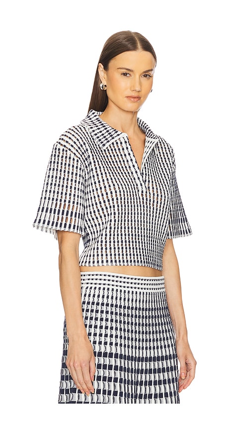 Shop Simkhai Adley Cropped Polo In Midnight Multi