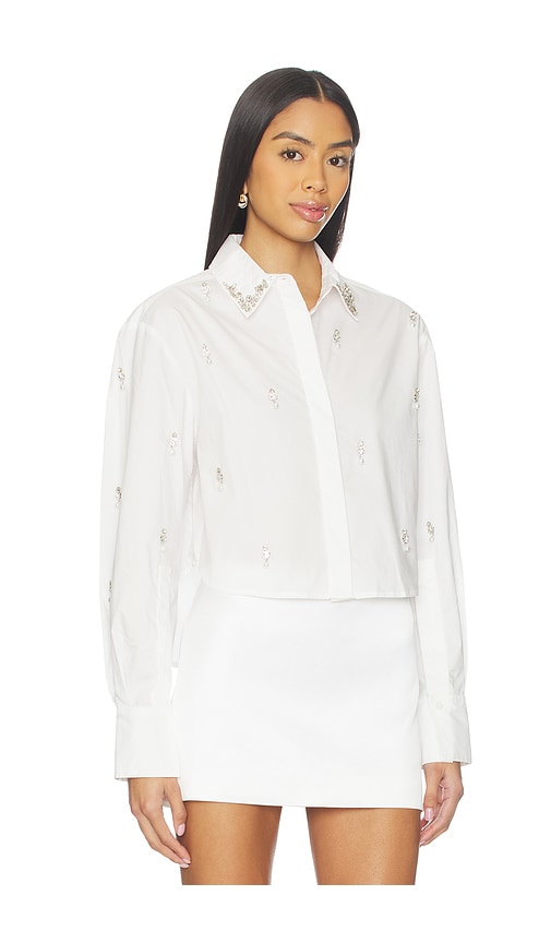 Simkhai Renata Embellished Button Down Shirt In White