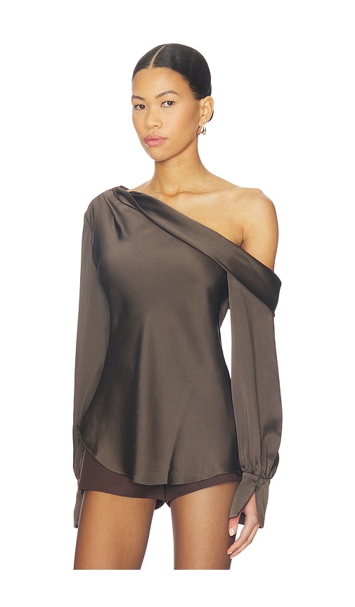 Simkhai Alice One Shoulder Top In Brown