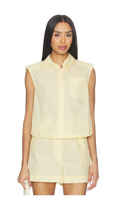 SIMKHAI Winslow Short Sleeve Cropped Shirt