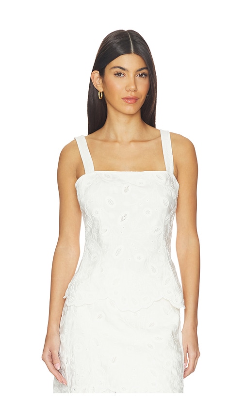 SIMKHAI Mckenna Embroidered Linen Top