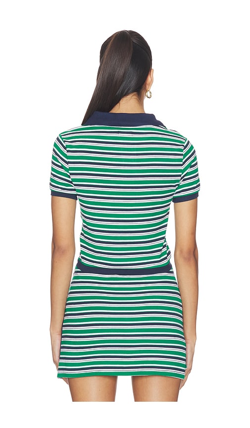  Simkhai Poloshirt Aus Strick Marnie In Green,navy. Größe Xs. Also In M. 