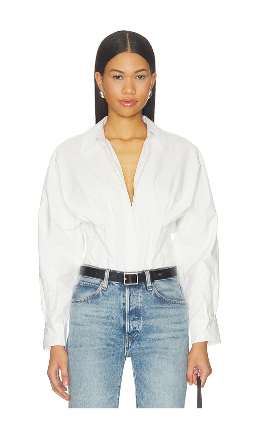 SIMKHAI Cleriys Dolman Sleeve Bodysuit in White. Size 10. Also in 6, 8.